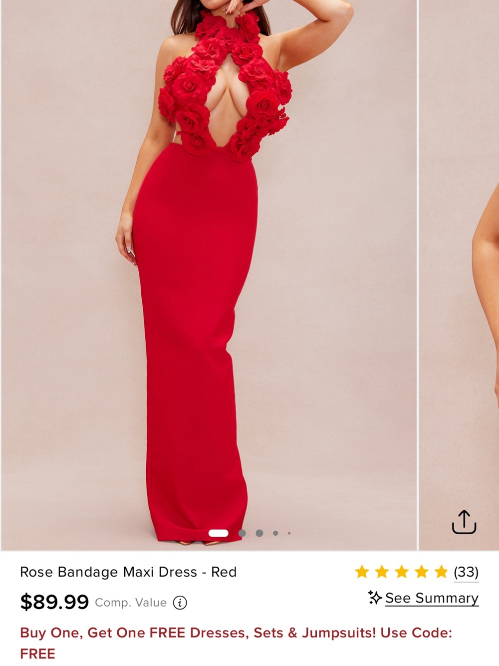 Fashion Nova Rose Halter Bandage Maxi Dress - Red